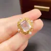 Anillo de Cristal Rosa Natural Transfronterizo de Amazon Plata S925 Piedra Principal 8*12 Joyería de Lujo Venta Directa de Fábrica