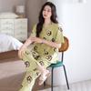 Pijama de Mujer Verano Algodón Mujer 2025 Nuevo Verano Pantalones Cortos Manga Corta verde aguacate Ropa de Casa Verano