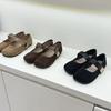 [Amano] Zapatos Mary Jane de Primavera y Otoño 2025 Zapatos de Mujer Zapatos Estilo Hada con Punta Redonda de Gamuza Boca Baja