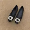 Zapatos de Plataforma sin Cordones con Hebilla Cuadrada de Pedrería para Mujer, Nuevo Estilo Popular Primavera 2026, Zapatos Peludos con Estilo