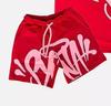 Y2k Estética Masculina Gótica Conjunto de 2 Peças Hip Hop Alfabeto Camiseta Cordão Perna Larga Shorts Terno American College