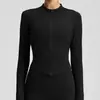 Nueva chaqueta deportiva de yoga lulu estilo europeo y americano, mismo modelo OEM, top deportivo exterior de manga larga ajustado para mujer, hecho a medida