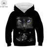 Outlet de fábrica una generación de Europa y Estados Unidos Nuevo holgado impresión digital 3D de gato negro moda ropa para niños suéter sudadera con capucha