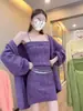 Conjunto de dos piezas de cárdigan de punto casual y elegante y vestido lencero, transmitido en vivo, desde la fábrica de origen