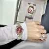 Nuevo Modelo de Reloj de la Emperatriz Viuda, Reloj para Mujer Saturno Azul Hielo Triturado, Reloj para Mujer Fruta del Dragón Verde Menta, Disponible para Dropshipping