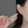 Pendientes de Plata Pura S999 con Circonita de Corte Fuego Artificial Brillante Color Dopamina Diseño Suave Único Pendientes al por Mayor