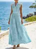 Amazon 2026 Verano Transfronterizo Europeo y Americano Nuevo Vestido de Mujer sin Mangas con Escote en V Estampado Encaje en los Hombros