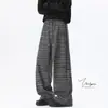 Pantalones de pierna ancha a rayas retro americanos para hombre, holgados y con caída, casuales y relajados, largos hasta el suelo, pantalones largos versátiles y modernos para primavera y otoño