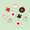 Amor Círculo Paloma de la Paz Joyería con Goteo de Aceite Accesorios Colgante de Aleación DIY Cadena para Teléfono Móvil Llavero Colgante Hecho a Mano