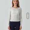 Ropa de Yoga Desnuda Europea y Americana de Otoño e Invierno, Top Deportivo Casual de Manga Larga para Fitness para Mujer con Cuello Redondo, Ajustado, Plisado y Agradable para la Piel
