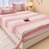 Juego de Sábana Bajera Ajustable Estampada Bubble Milk Velvet, Pieza Única, Acolchado de Pelo de Conejo, Terciopelo Coral, Protector de Colchón, Cubre Cama, Juego de Tres Piezas