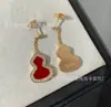 Pendientes de Calabaza Kirin Aleación de Cobre Chapado en Oro Rosa de 18 Quilates Pendientes Largos Pendientes de Ágata Roja Tamaño Mediano Lujo Accesible