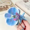 Grampo de Cabelo Pérola com Flor Phalaenopsis Azul, Acessório de Cabelo com Flor Artificial, Ornamento de Cabelo para Atmosfera de Sessão de Fotos, Presilha Lateral