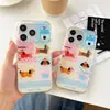 Funda de perro salchicha de retazos de dibujos animados adecuada para iPhone 17 Pro Max, funda linda para Apple 16, 15 Pro, estilo coreano 14/13