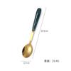 Cuchara de acero inoxidable Shake the Sound Net con mango largo de cerámica de imitación verde oscuro para el hogar, cuchara pequeña para sopa dorada, venta al por mayor