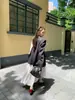 Blazer Retro con Hombreras Wanwei para Mujer Otoño 2025 Nuevo Cárdigan sin Botones Abrigo de Longitud Media P3836