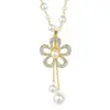 Collar Largo de Cadena para Suéter Estilo Chanel de Aleación de Alta Gama para Mujer, Versátil Colgante de Accesorio para Ropa de Otoño e Invierno de Temperamento de Lujo Ligero