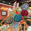 Popular chaveiro de bola de argila com diamantes, decoração de interior de carro de vôlei cravejada de diamantes, pingente de bolsa para casal, presente esportivo