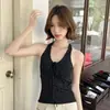 2790 # Top sexy de lunares con cuello halter, espalda descubierta y escote en V, camisola de lunares para mujer, ropa, top ajustado que rejuvenece