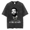 Camiseta de Marca de Moda Lavada Vintage Estilo Americano Estampada Irving Irving Transfronteriza 2024 Algodón Grueso Manga Corta Camisa para Pareja