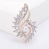 Moda europeia e americana pequeno broche de pérola de cristal embelezado terno pino simples pequeno fresco anti-luz fivela fixa dupla - finalidade