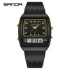 Reloj de Barril de Vino Sanda Más Vendido Transfronterizo para Estudiantes, Reloj de Pulsera Casual Impermeable Luminoso con Tres Zonas Horarias y Despertador, Reloj Electrónico para Hombre