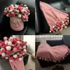 Manta de Ramo de Rosas Acrílicas Lista para Usar del Fabricante, Manta Tejida a Mano, Regalo de Vacaciones, Manta Decorativa, Transfronterizo