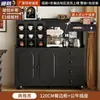 Aparador de Lujo Ligero Estilo Francés de Madera Maciza, Vitrina de Té, Cómoda Negra para Sala de Estar de Apartamento Pequeño, Mesa Auxiliar de Sofá, Armario para Cafetera