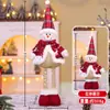 Adornos Navideños Retráctiles de Muñeco de Cruzar Fronteras, Adornos de Anciano de Piernas Largas con Cuadros Rojos Navideños, Muñeco de Nieve, Reno