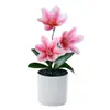 Flor artificial artificial flor artificial impresión 3D tacto de película flor de magnolia pequeño bonsái flor artificial decoración creativa de interior maceta de simulación