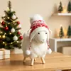Estilo INS Adorno de muñeco de oveja blanca pequeña de Navidad Colgante de oveja pequeña de lana rizada suave Decoración de árbol de Navidad Regalo de vacaciones Tela
