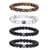 Venta Caliente Transfronteriza Conjunto de Pulseras de Piedra Volcánica Ojo de Tigre Obsidiana Lapislázuli Ojo de Tigre Pulseras de Perlas de Moda para Hombre Amazon