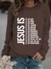 Sudadera suéter de punto casual de manga larga y cuello redondo para mujer de otoño e invierno transfronteriza de Europa y Estados Unidos con estampado de eslogan al por mayor