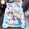Juego de Ropa de Cama con Estampado de Unicornio Arcoíris de Dibujos Animados de Dos, Tres o Cuatro Piezas, Funda Nórdica, Tejido Cepillado de Moda