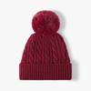 Gorro de Punto Jacquard con Pompón para Otoño e Invierno para Mujer, Forrado de Felpa, Engrosado, Cálido, Protector de Orejas, Resistente al Viento para Ciclismo al Aire Libre, Gorro Redondo de Lana