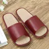Sandalias de Piel de Vaca Talla Grande para Mujer de Verano para el Hogar de Lino para Interiores Antideslizantes Zapatillas de Cuero para Hombre para Uso en el Hogar al por Mayor