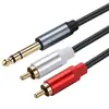 Cabo de áudio receptor amplificador de alto-falante macho lótus 2RCA revolução TRS estéreo 6,35 mm com carcaça de metal