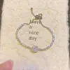 Pulsera de Cadena de Moissanita para Mujer Zirconia Estrella Completa Cuadrado Brillante Cadena de Tipo Deslizante Diamante Completo Cadena de Nicho ins