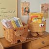 Cesta Tejida para Artículos de Escritorio Cesta de Almacenamiento Cesta de Almacenamiento para Hogar Dormitorio Linda Cesta de Almacenamiento de Ratán Cesta de Almacenamiento para Snacks
