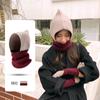 Gorro de invierno de una pieza de punto de lana nueva, gorro cálido para mujer, gorro de pila con punta de marea pequeña y cara roja de red