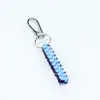 Llavero de Cuerda para Saltar Colorida de 15 cm Anillo Metálico de 3 cm Nudo de Maíz Cuadrado Cuerda Decorativa Tejida a Mano DIY