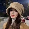 Gorro de pescador tipo boina de tres en uno de moda para mujer Otoño e Invierno, Gorro de punto grueso cálido estilo japonés, Gorro octagonal, Moderno