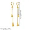 Ear Cuff Francés Doble Gota de Agua con Borla Cadena Hueso de Serpiente Chapada en Oro Pendientes Largos Colgantes Simples de Gama Alta para Adelgazar el Rostro Venta al por Mayor