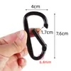 Mosquetón de Aleación de Aluminio Negro Completo en Forma de D Gancho para Estuche de Auriculares Bluetooth Mini Accesorio Llavero Clip