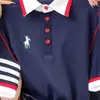 Camiseta Bordada de Manga Corta con Botones y Solapa Talla Grande para Mujer Primavera y Verano 2025 Nuevo Top de Moda Holgado que Adelgaza y Cubre la Piel para Mujer