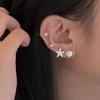 Aretes de Estrella de Mar Concha Perla Antiplata S925 para Mujer Juego de Cuatro Piezas Aretes de Diseño Nicho Dulce de Lujo Ligero Ins