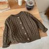 Suéter Cárdigan Infantil para Niños y Niñas, Estilo Otoño e Invierno 24 Chaqueta Retro Trenzada, Estilo Occidental Estilo Coreano Top para Niños