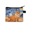 Nuevo Monedero de Gato Van Gogh Mini Bolsa de Almacenamiento Infantil Cartera Pequeña Cuadrada Bolsa Pequeña Linda para Niños