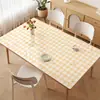 Mantel de mesa de PVC fresco y simple, impermeable y a prueba de aceite, fácil de limpiar, mantel a cuadros, lujo ligero con un toque de alta gama, protector de superficie de mesa de centro