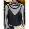 Ruoxin 2026 Otoño/Invierno Nuevo Conjunto de Dos Piezas: Top Sencillo de Cuello Redondo y Manga Larga Estilo Coreano con Camisola